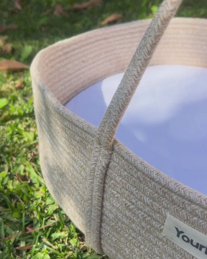 infant cotton rope moses basket outdoor setting